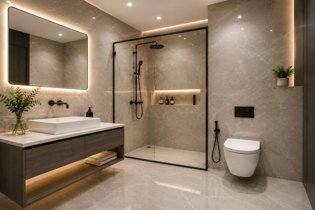 Villa floor tile installation in Dubai