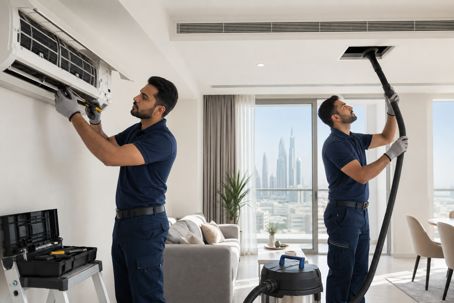 AC duct cleaning vs AC servicing in a Dubai apartment