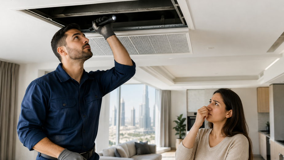 Musty smell from AC vents in a Dubai home