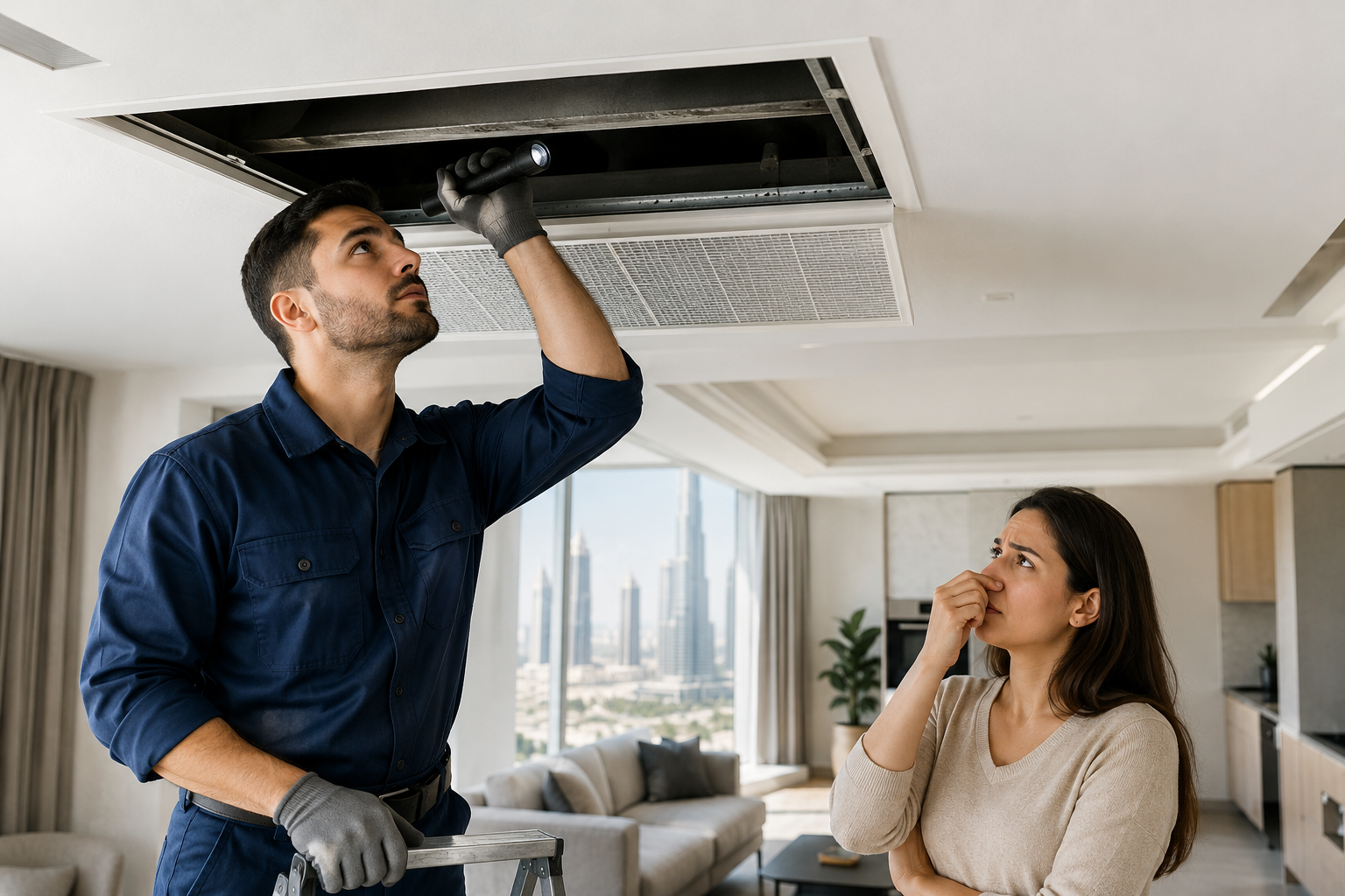 Musty smell from AC vents in a Dubai home