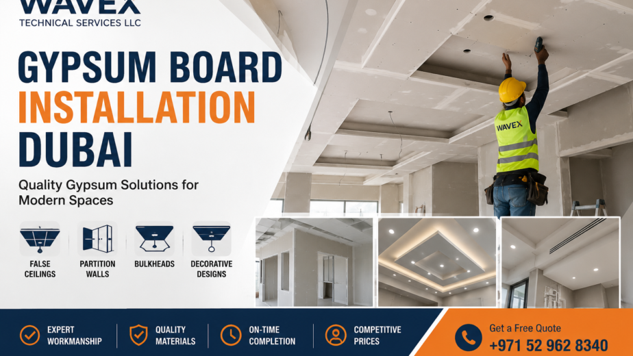 Gypsum board installation in Dubai