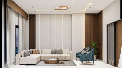 Modern gypsum partition and ceiling interior in Dubai