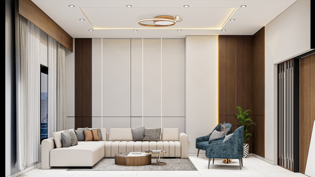 Modern gypsum partition and ceiling interior in Dubai