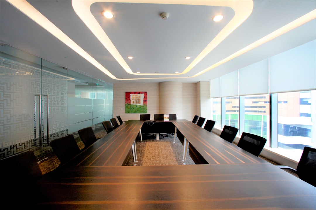 Modern office meeting room with gypsum partition design in Dubai